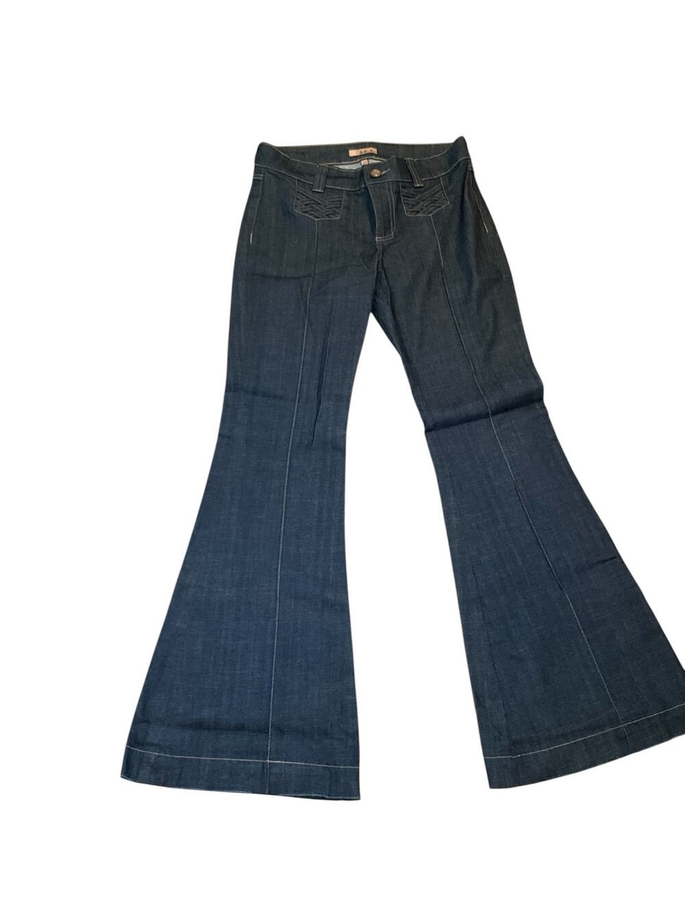 See Thru Soul Flare Jeans Women 29 Blue Denim Comfort Low Rise Grunge Streetwear